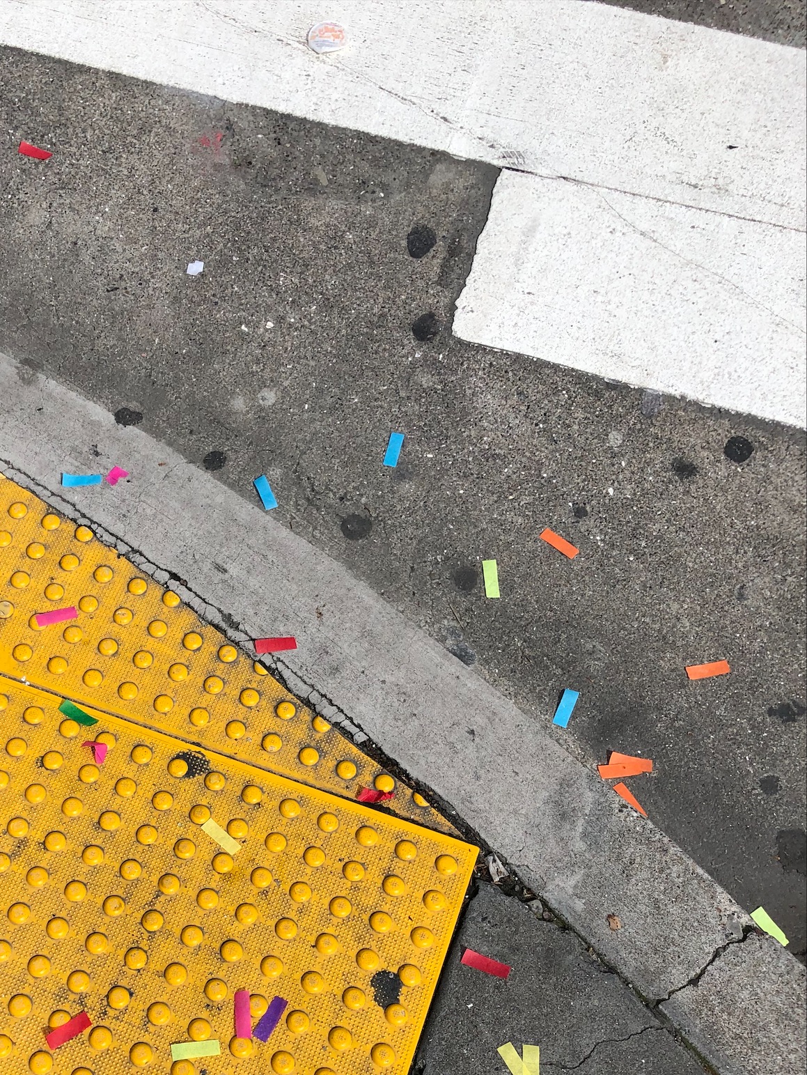 confetti at a crosswalk